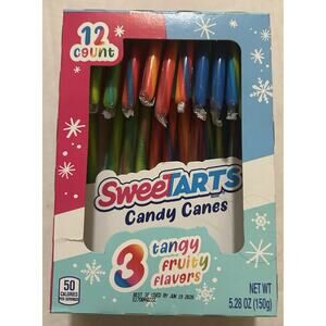 SweetTarts Candy Canes Blue Punch/Green Apple/Cherry 12ct 5.28 (150g)